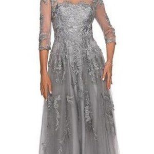 A-Line Evening Gown Floral Embellishments